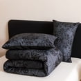 thumbnail image 4 of Black Skull & Damask Print Reversible Comforter Set - Gothic Bedding with Matching Pillow Shams, All-Season , Queen/King Size, 4 of 4