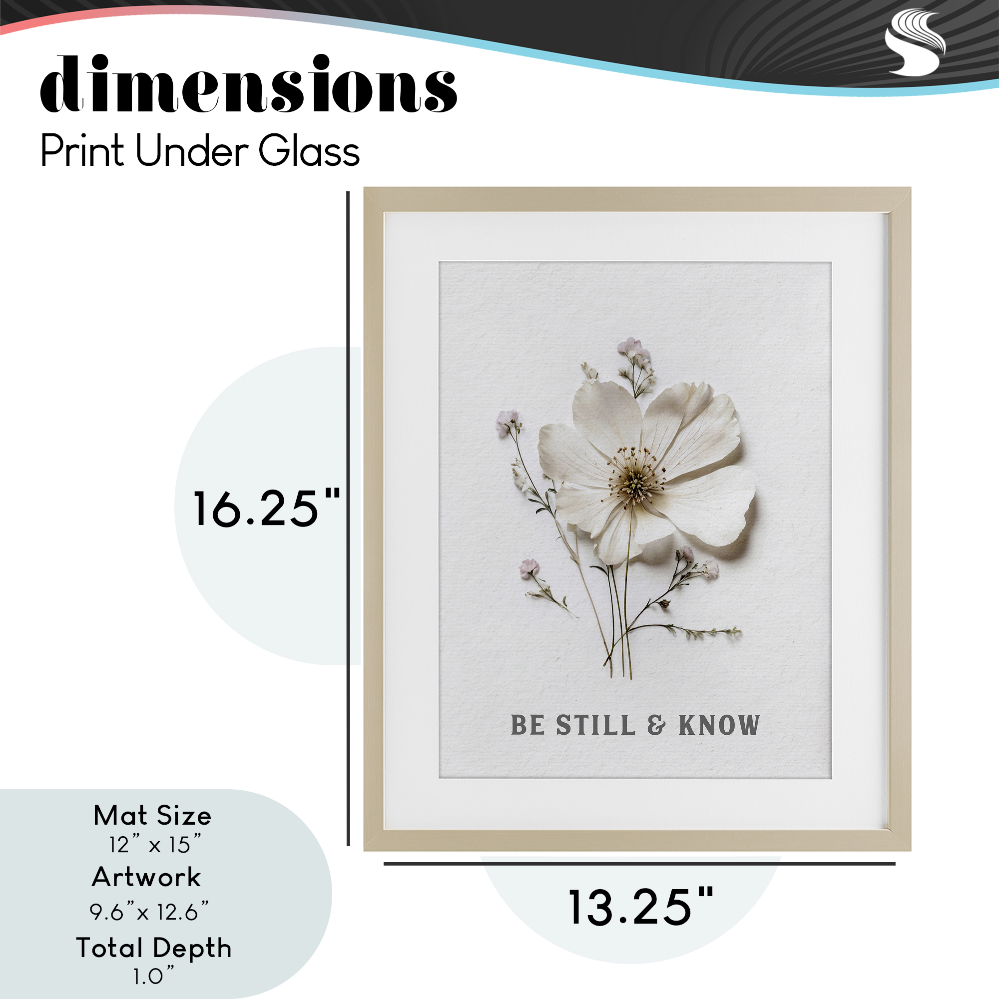 Be Still & Know Pressed Flowers Birch Framed Print Under Glass, design by Lettered and Lined