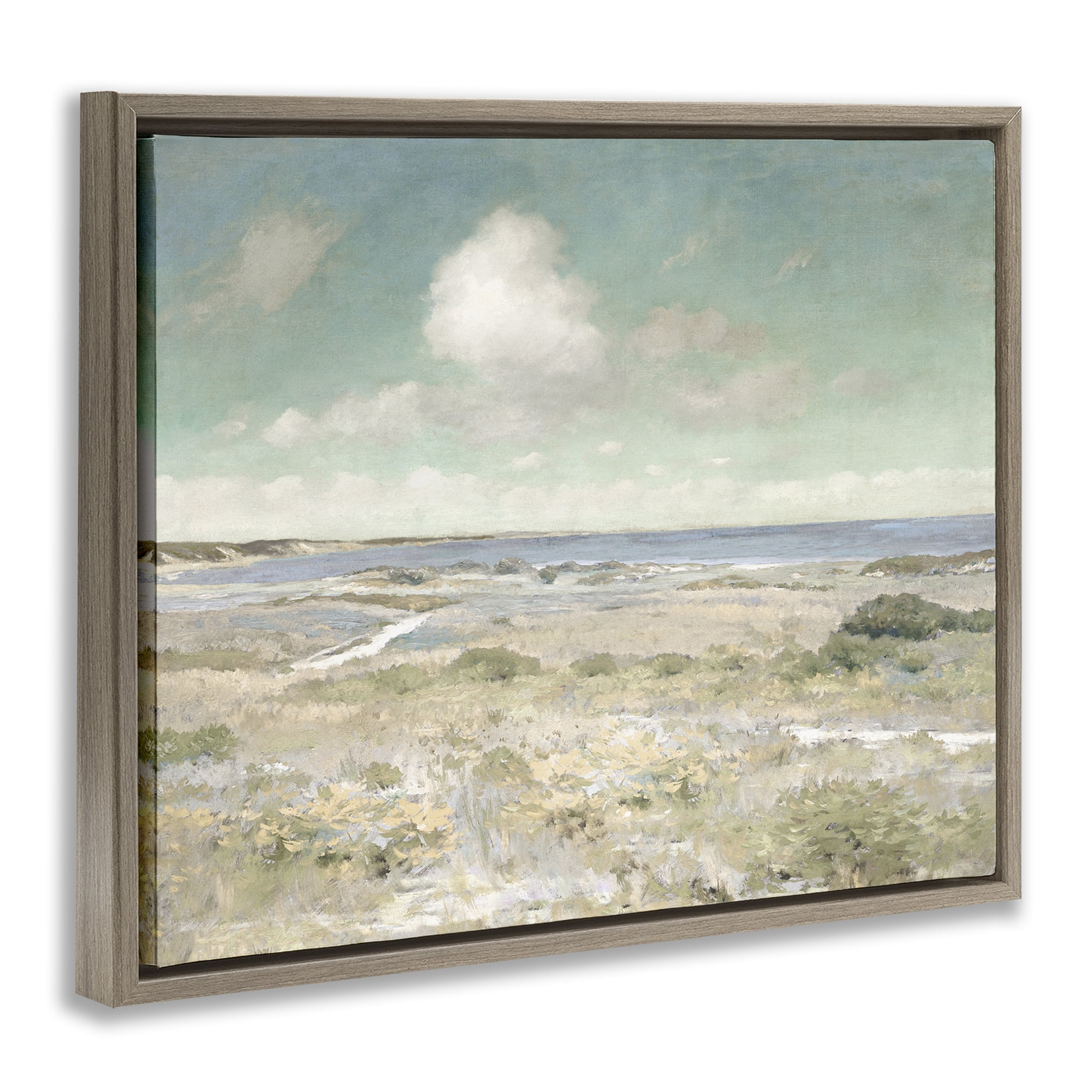 Stupell Industries Water View with Clouds Brown Framed Floater Canvas Wall Art, design by Christy McKee