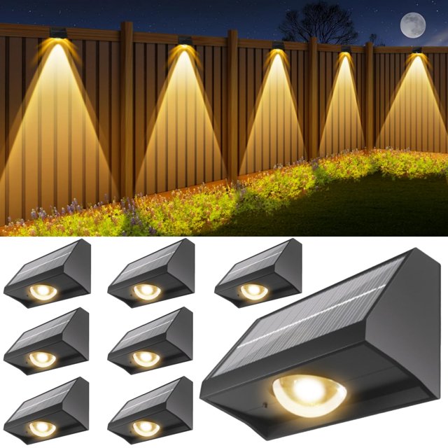 Luces solares para vallas SenLukit, impermeables, LED, 7 modos, paquete de 8
