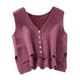 thumbnail image 5 of Suéter de mujer, chaleco para damas, jerseys de punto, cómodos, casuales, cuello en V, sencillo Uva morada, 5 of 9