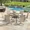 Graywood-Sandshell, variant on Vicllax 5-Pcs Round Outdoor Patio Dining Set Table and Chair Modern Style Metal, with Umbrella Hole