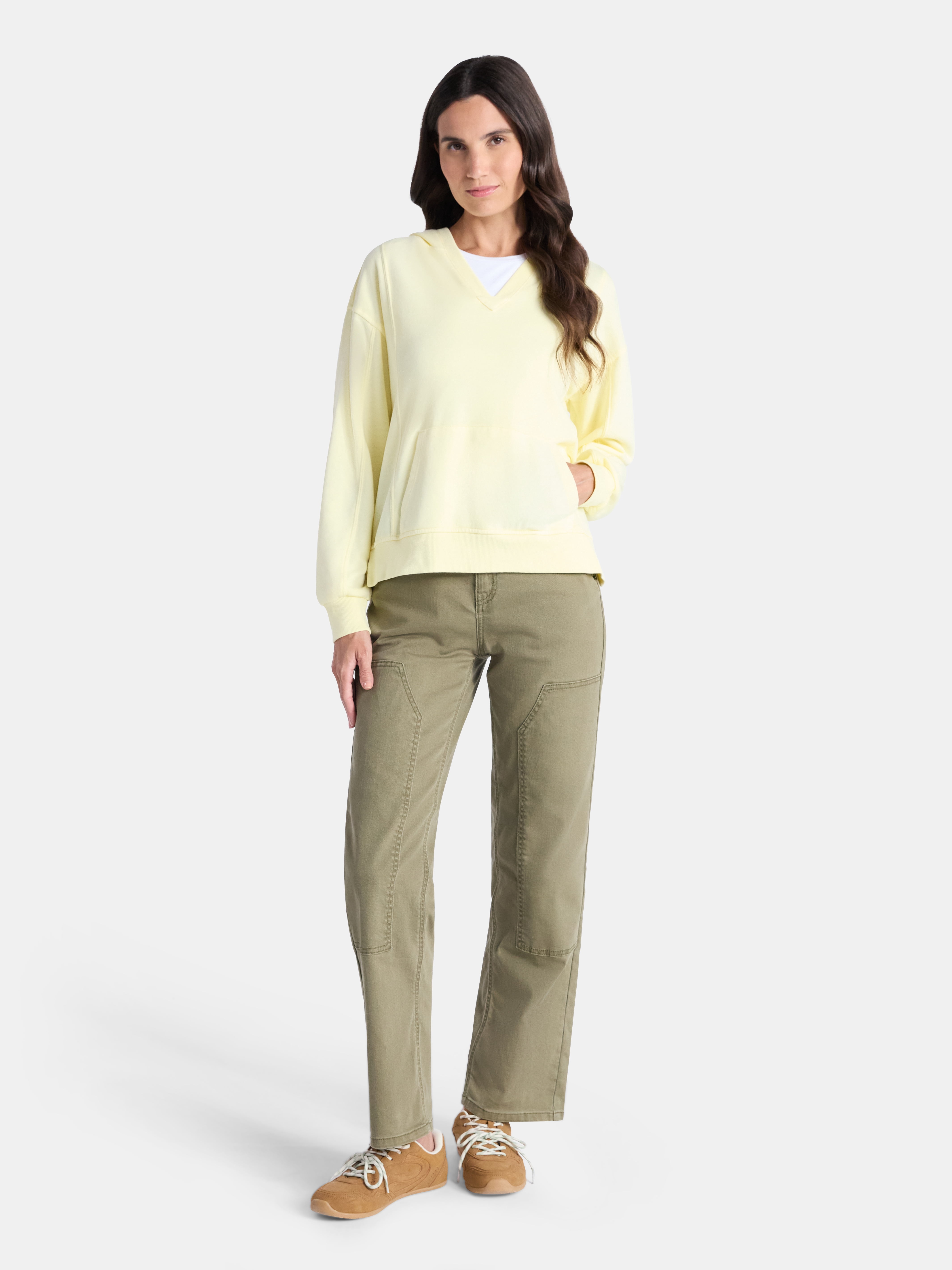 Time and Tru Women's Split Neck Hoodie, Sizes XS-3XL