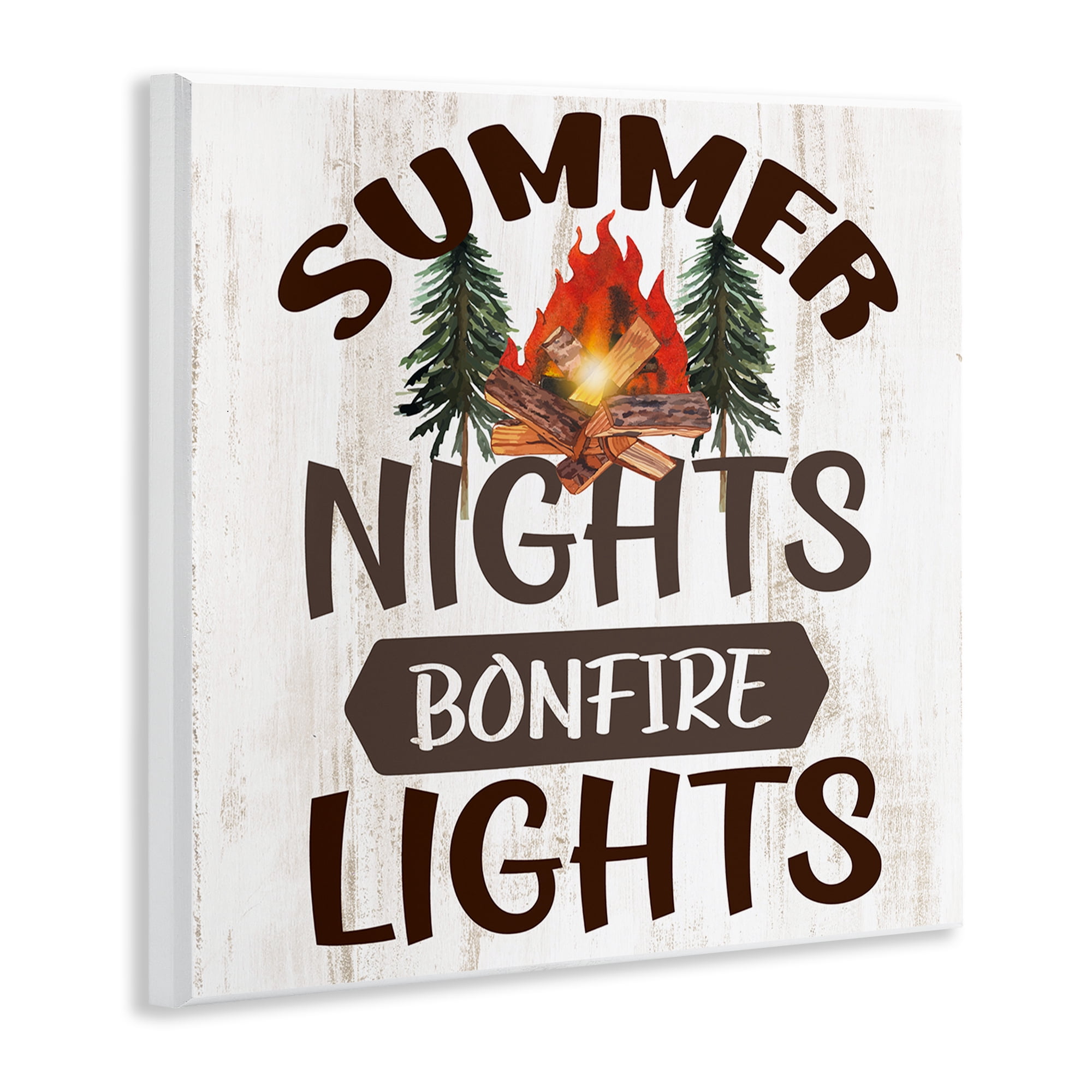 Stupell Industries Summer Nights Phrase Landscape Painting Unframed Art Print Wall Art, 12 x 12