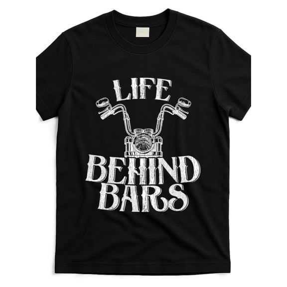 Humorous Motorcycle Prison Joke T-Shirt for Men - Worn Look Life Behind Bars Graphic Tee, Casual Short Sleeve Shirt for Fans & Gift Ideas for Humor Unisex 2026 Black Tee