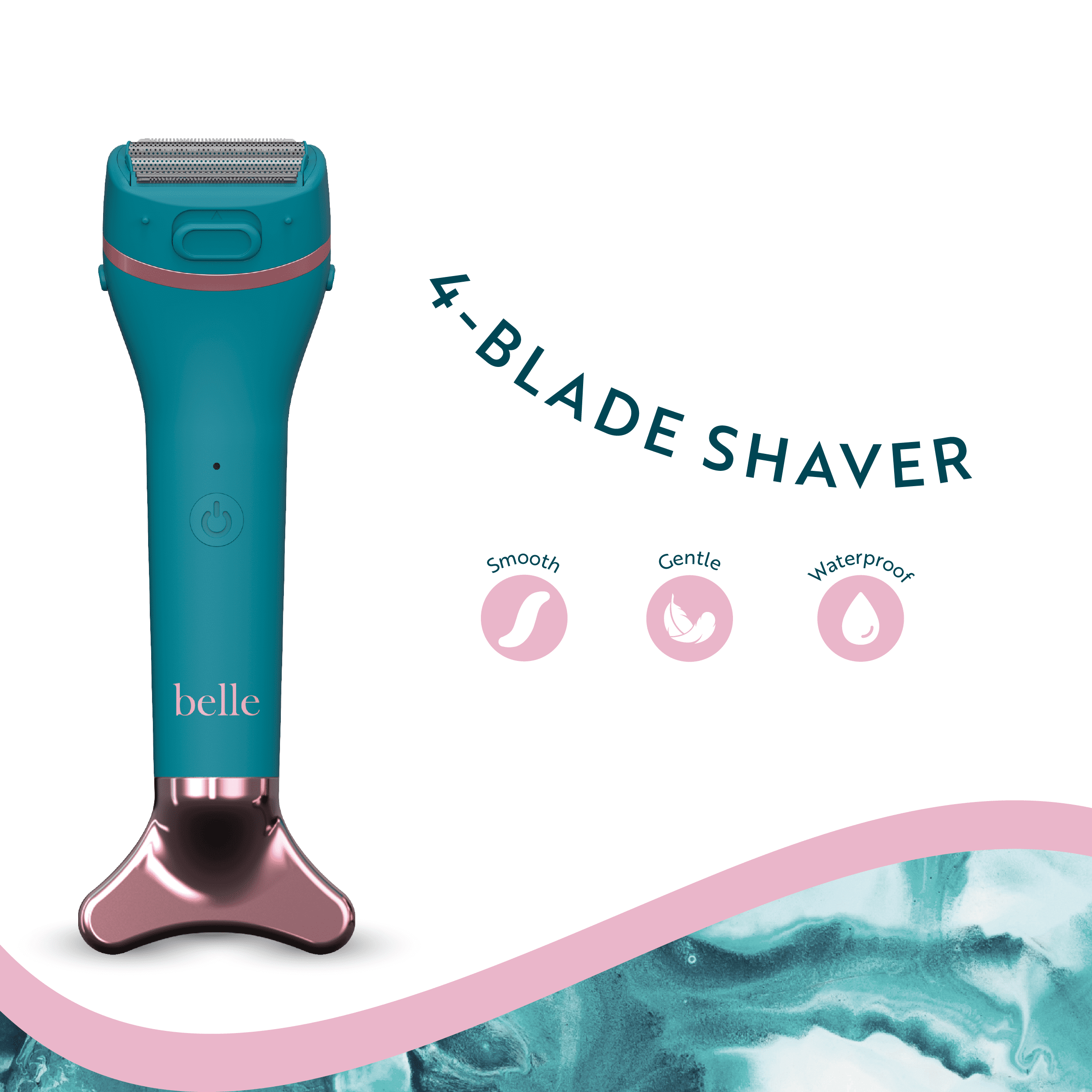 Belle Women's Premium 4-Blade Electric Shaver with Stainless Steel Gua Sha