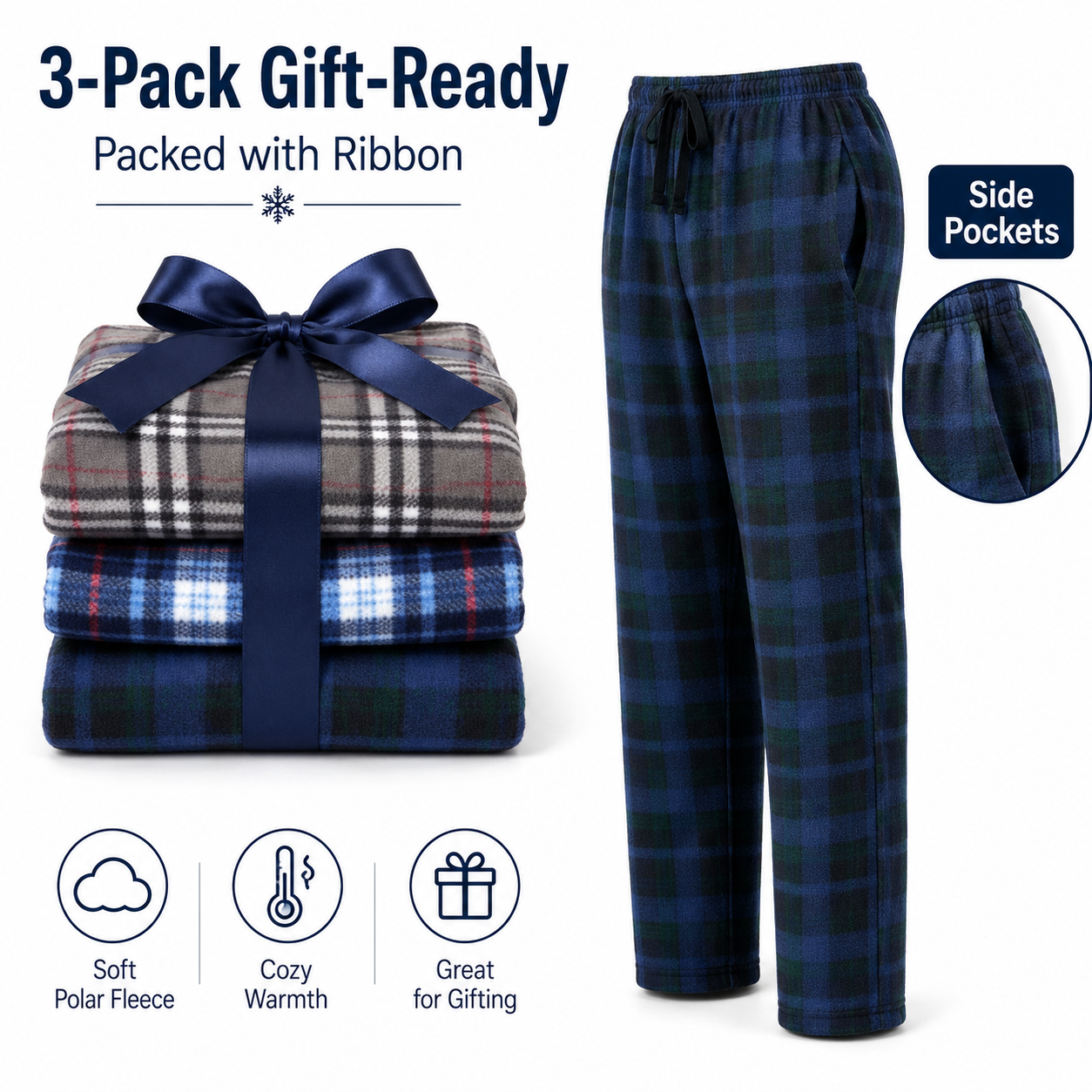 Daresay Men's Microfleece Pajama Pants, 3-Pack photo 2