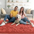 thumbnail image 3 of Junovo Super Soft Fluffy Area Rugs Modern Shag Rug for Bedroom Living Room,Cute Carpets for Kids Nursery Girls Home Dorm,4'x6',Orange Red, 3 of 7