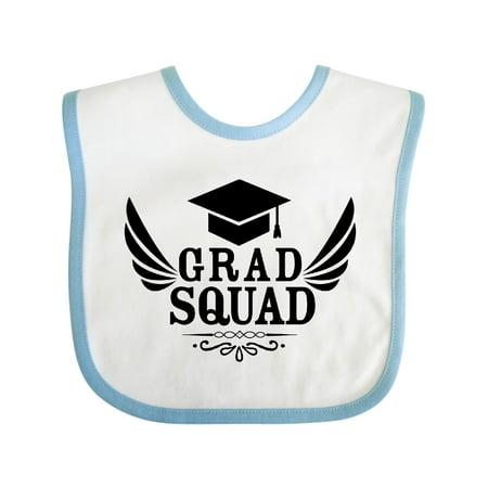 

Inktastic Grad Squad with Graduation Cap and Wings Gift Baby Boy or Baby Girl Bib