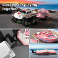 thumbnail image 2 of Mini RC Truck with Trailer & Boat for Adults, 1/64 Alloy Desktop Pickup Remote Control Car with Lights for Kids Birthday Gifts(Green), 2 of 6