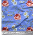 thumbnail image 1 of Soimoi Moss Georgette Fabric Leaves & Daisy Floral Decor Fabric Printed Yard 42 Inch Wide, 1 of 5