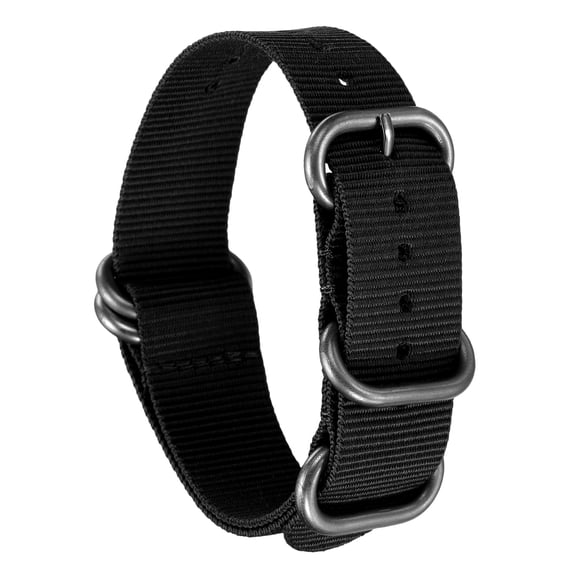 Uxcell Nylon Watch Band 20-26.5mm Single Pass Watch Straps Replacement Bands for Men Women with Silver Buckle Black