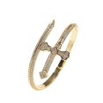 thumbnail image 2 of Gold Titanium Stainless Steel Pave Cubic Zironia Simulate Diamond Stackable Oval opening Bangle Bracelet, 2 of 5