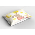 thumbnail image 2 of Ambesonne Moon Pillow Sham 2 Pack, Cartoon Bunny Stars Moon, 36"x20", Pale Pink Yellow Tan, 2 of 3