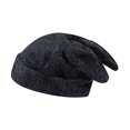 thumbnail image 2 of segolike Cute Rabbit Ear Knitted Hat Knit Hat Adults Warm Hat Casual Headgear Comfortable Beanie for Hiking Camping Outdoor Black, 2 of 8
