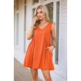 thumbnail image 5 of Women's Sleeveless V-Neck Mini Dress Beach Casual Sundress Summer Vacation Outfit Orange-red XL, 5 of 7