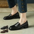 thumbnail image 7 of Lovskoo 2024 Women's Chunky Platform Loafers Closed Toe Stylish Closed Round Toe Loafers for Casual Chunky Low Heels Slip on Working Shoes for Spring Black, 7 of 7
