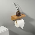 thumbnail image 3 of Accesorios de baño de madera de nogal, soporte de papel higiénico de aluminio de aviación con estante resistente a la humedad para dormitorio, baño, cocina, 3 of 5