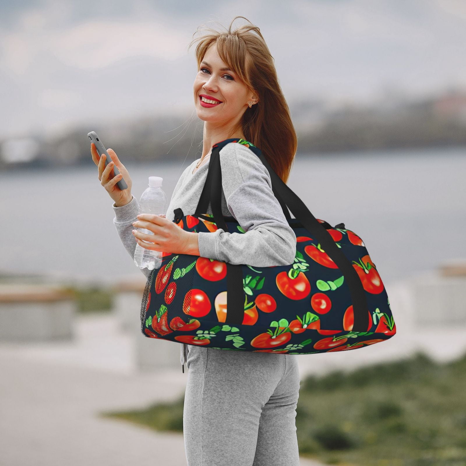 Fuzoiu Tomatoes Print Travel Duffle Bag,Carry On Tote Bags,Duffel Bag,Sport Gym Bag, Hospital Bag for Labor and Delivery, Overnight Bag,Luggage Bag