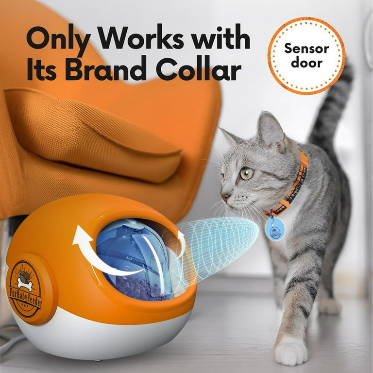 FurBabyFeeder Sphere Automatic Cat Feeder RFID Cat Food Dispenser with Collar Sensor Suitable for Both Wet and Dry Food LCD Menu Enclosed