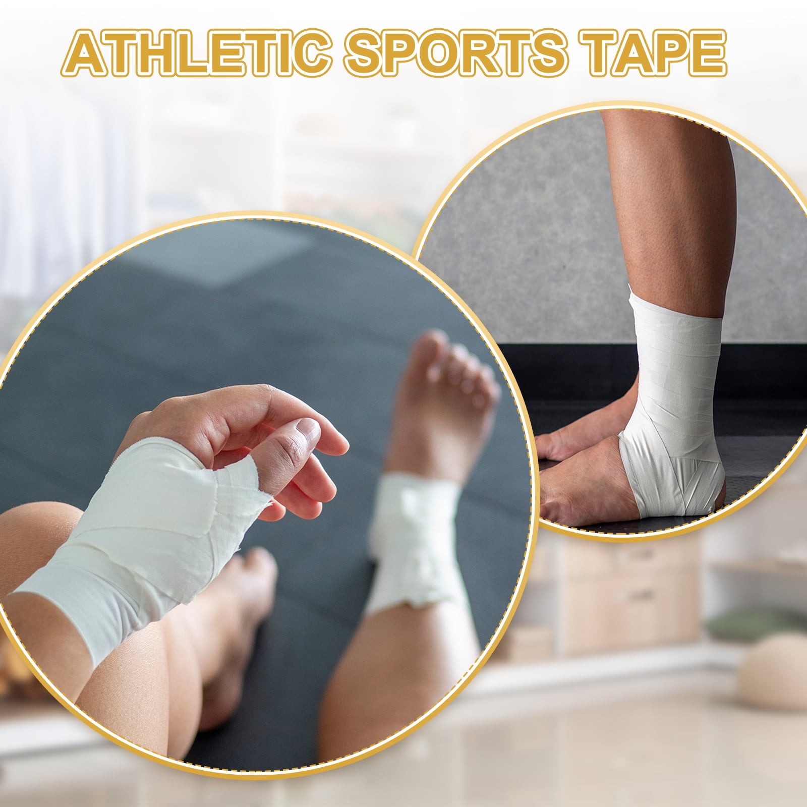 Uxcell Athletic Sports Tape Strong Adhesive Easy Tear with Serrated Edges - 1.5 in x 30 Ft, 6 Rolls, Ecru