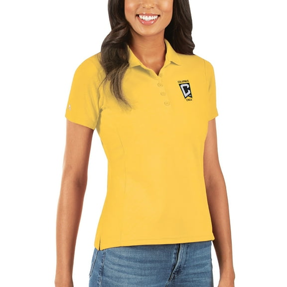 Women's Antigua Yellow Columbus Crew Legacy Pique Polo
