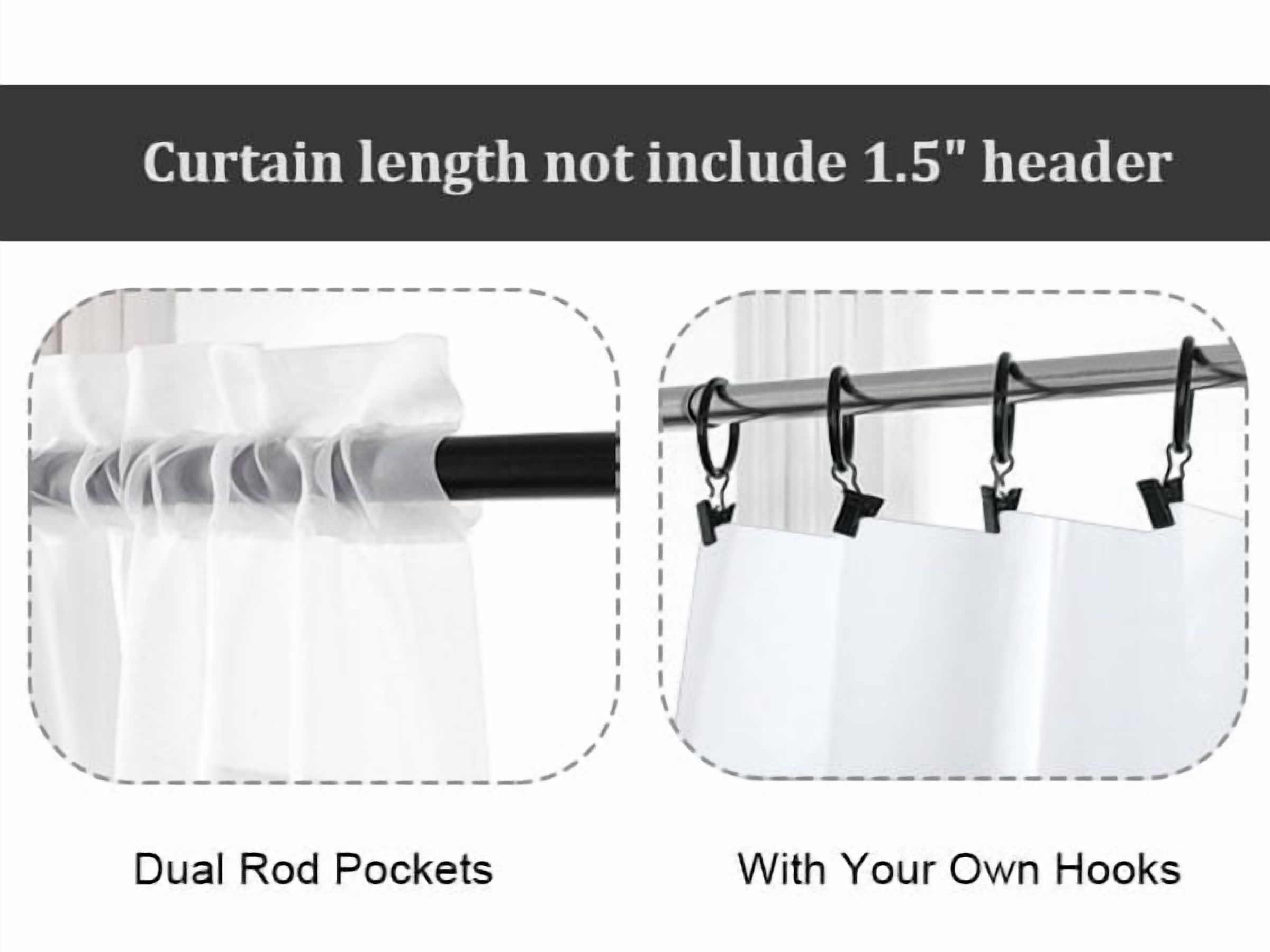 OVZME Sheer Curtains 84 Inches, Set of 2 Panels, White photo 4