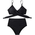thumbnail image 3 of Traje de baño de cintura alta dividido para mujer, bikini sexy, traje de baño con push-up, conjunto de bikini con vendaje y parte superior de tubo, 3 of 7