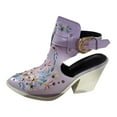 thumbnail image 4 of Anuirheih Summer Ladies Shoes Embroidered High Heel Closed Toe Sandals Casual Women's Sandals Sandals Women Clearance(Purple), 4 of 9