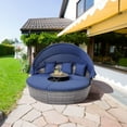 thumbnail image 1 of Gymax Lit de Jour Rond d'Extérieur avec Auvent Rétractable et Table d'Appoint Cour Arrière Bord de Piscine Pelouse, 1 of 10