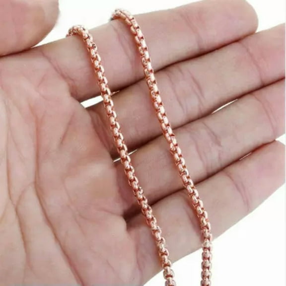 Wholesale 3/4mm Stainless Steel Rose Gold Rolo Box Chain Men Women Necklace 10PC