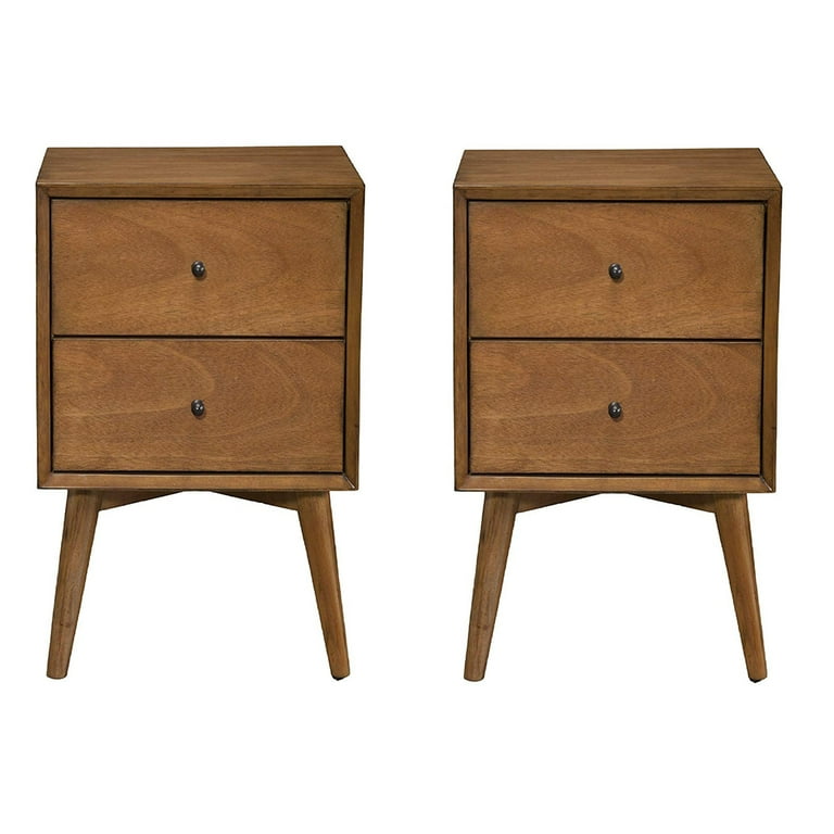Alpine furniture flynn mid cheap century modern 2 drawer nightstand