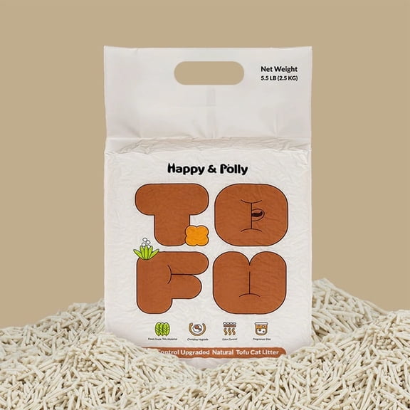 Happy & Polly Natural Tofu Clumping Cat Litter, Breathable Clean, 5.5 lb bag