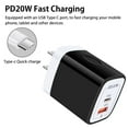 thumbnail image 4 of USB C Block,2PCS ABCPOW 20W PD Type C Charger Block QC3.0 Dual USB Wall Charger Adapter Plug USB C Brick Power Delivery Fast Charge Quick Charging Charger Block,Black, 4 of 5