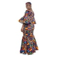 thumbnail image 3 of Women's Long African Dress Ankara Print | Cotton Clothing Smoked Fish Tail Mermaid with Matching Headwrap, Fade Resistant Elastic Smoked Bodice Kente Afrocentric Dress, 3 of 4