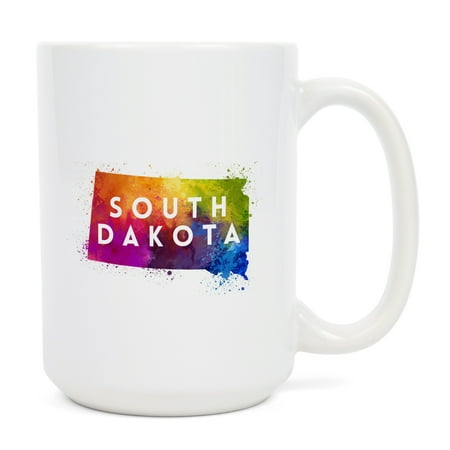 

15 fl oz Ceramic Mug South Dakota State Abstract Watercolor Contour Dishwasher & Microwave Safe
