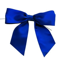 Pre-Tied Royal Blue Satin Bows - 4 1/2" Wide, Set of 12, Wired Craft Ribbon, Easter, Memorial Day, 4th of July, Gift Basket, Birthday, Christmas, President's Day