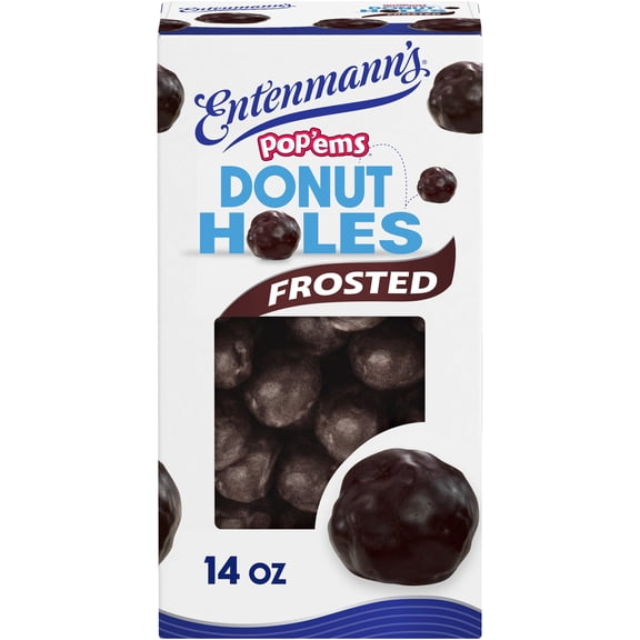 Entenmann's Pop’ems Frosted Donut Holes, 14 oz, Chocolate Donut Bites, Box