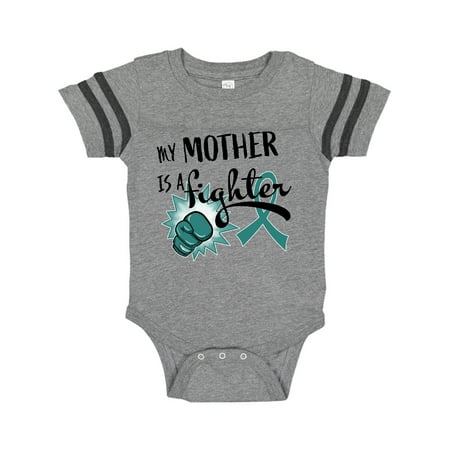 

Inktastic Ovarian Cancer Awareness My Mother is a Fighter Gift Baby Boy or Baby Girl Bodysuit