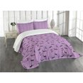 thumbnail image 3 of Ambesonne Fantasy Quilted Bedspread Set 3 Pcs, Kittens Art Hearts Pattern, King Size, Violet Black Pink, 3 of 5