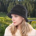 thumbnail image 3 of Women Elegant Wool Blend Knit Cloche Hat Ladies 1920s Vintage Flower Bowler Hat Winter Bucket Hat Newsboy Hat Peaked Beanie Bonnet Derby Church Hats, 3 of 5