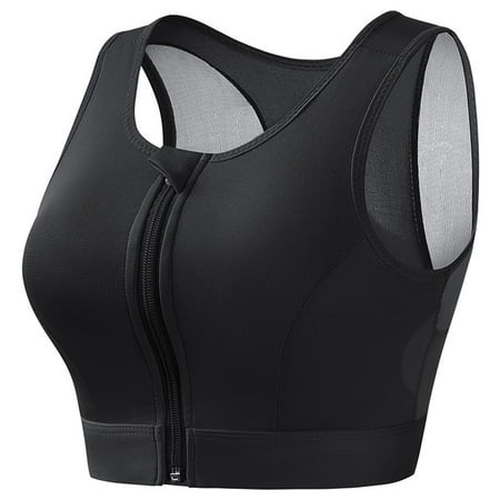 Summer Savings Clearance! Ecqkame Sports Bras For Women Wireless Yoga Workout Zipper Comfy Bra Seamless High Support Tank Tops Bras Black XL