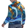 thumbnail image 3 of KLL Stained Glass Ocean Wave Print Mens Hoodie Long Sleeve Casual Pullover Hooded Sweatshirt Fashion Drawstring Hoodies with Pocket-4X-Large, 3 of 6
