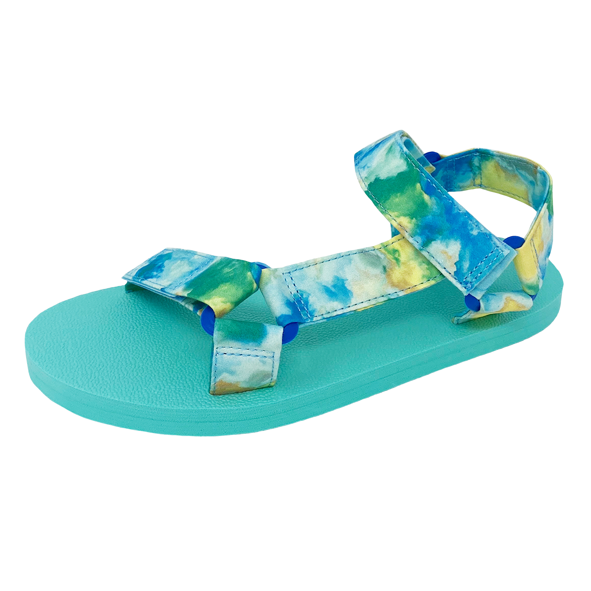 SNJ Women's Open Toe Slide Flat EVA Foam Hook and Loop Sandal