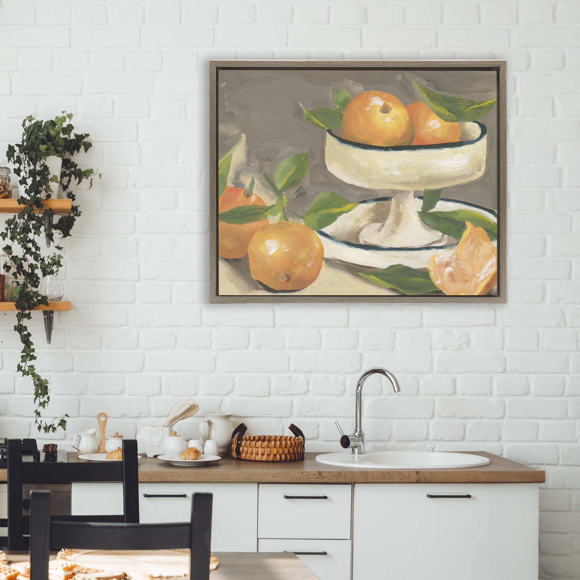 Stupell Industries Citrus In Stillness Brown Framed Floater Canvas Wall Art, design by Melissa Wang