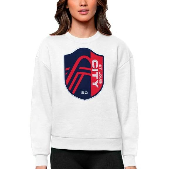 Women's Antigua White St. Louis City SC Team Logo Victory Pullover Sweatshirt