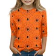 thumbnail image 3 of YOUYEDIAN Halloween 3/4 Sleeve Shirt for Kids Toddler Girls Casual Fun Graphic Crew Neck Top, 3 of 4