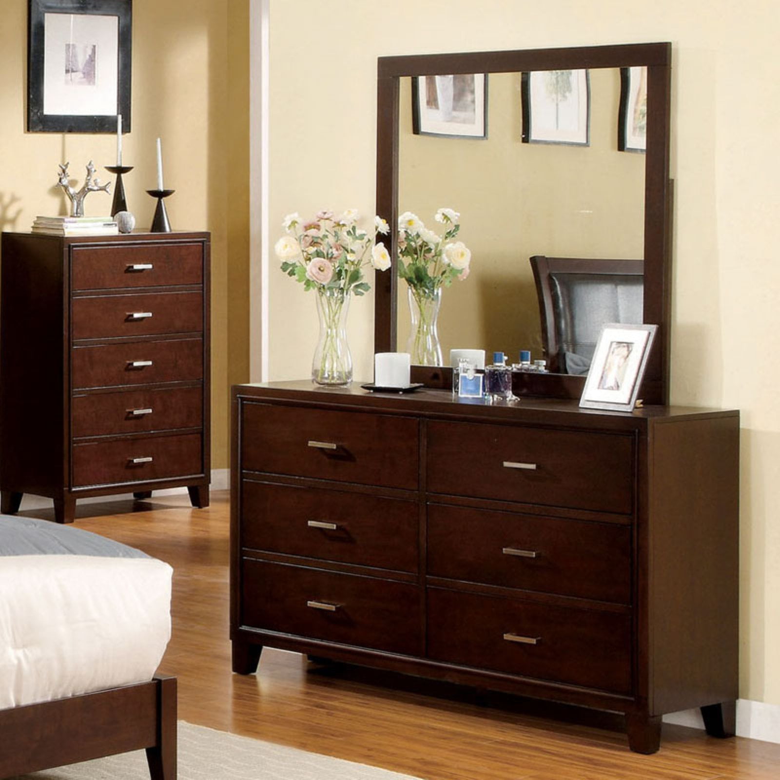 Furniture of America Enlarta 6 Drawer Dresser Brown Cherry