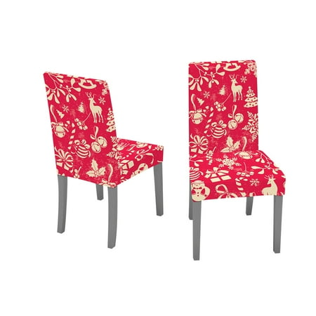 Herrnalise Christmas Chair Covers Decoration Digital Printing Classic Stretch Removable Washable Christmas Chair Protector Slipcovers for Home  Kitchen  Dining Room Decor