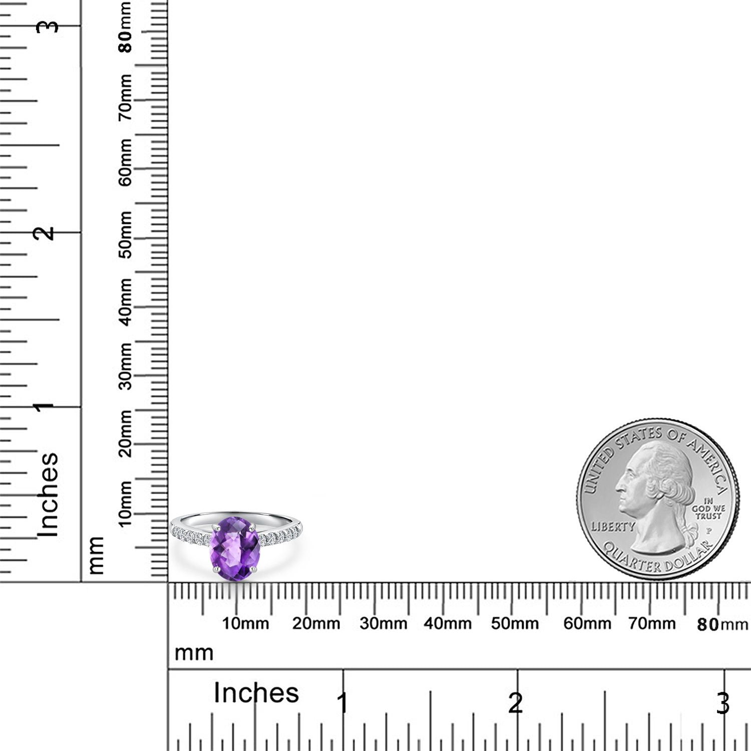 Gem Stone King 10K White Gold Purple Amethyst and Lab Grown Diamond Engagement Ring for Women | 1.70 Cttw | Oval Checkerboard 9X7MM | Gemstone February Birthstone | Size 9